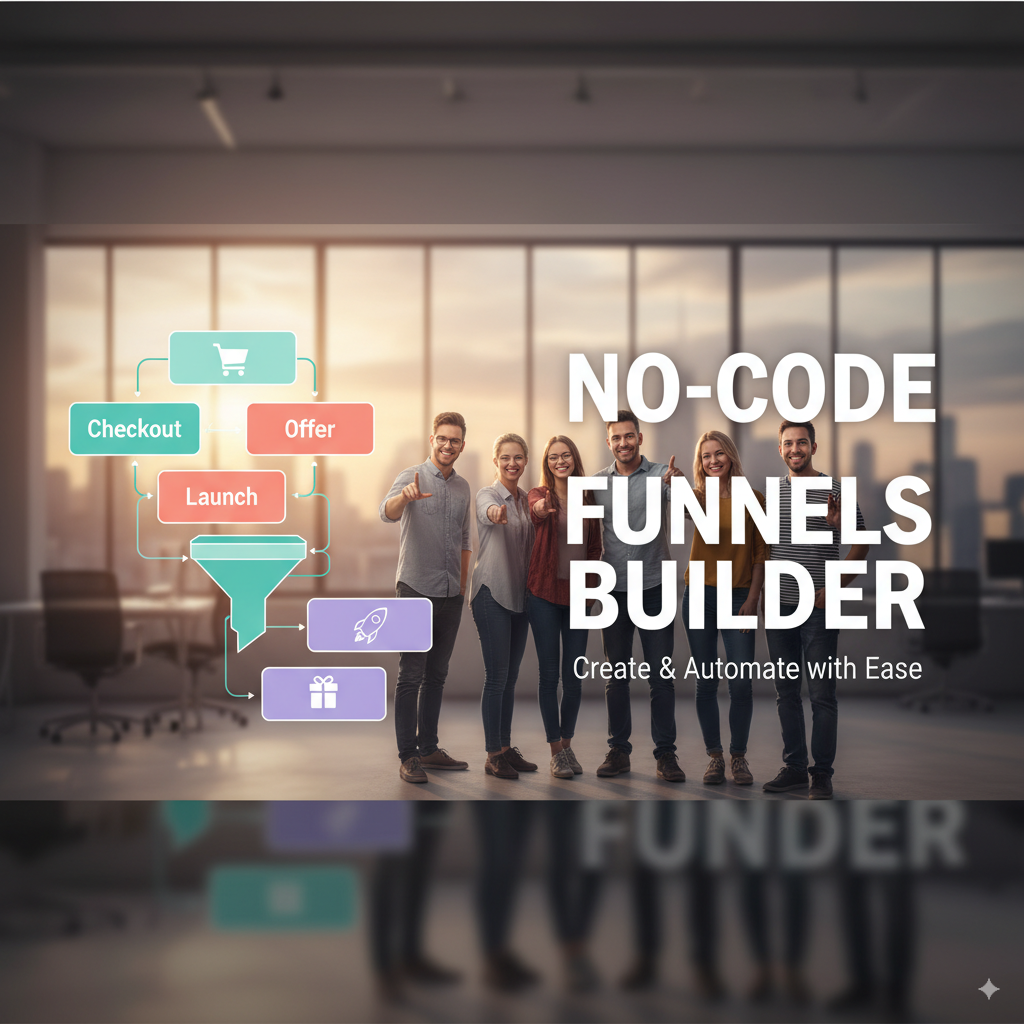 No-code funnel builder illustration